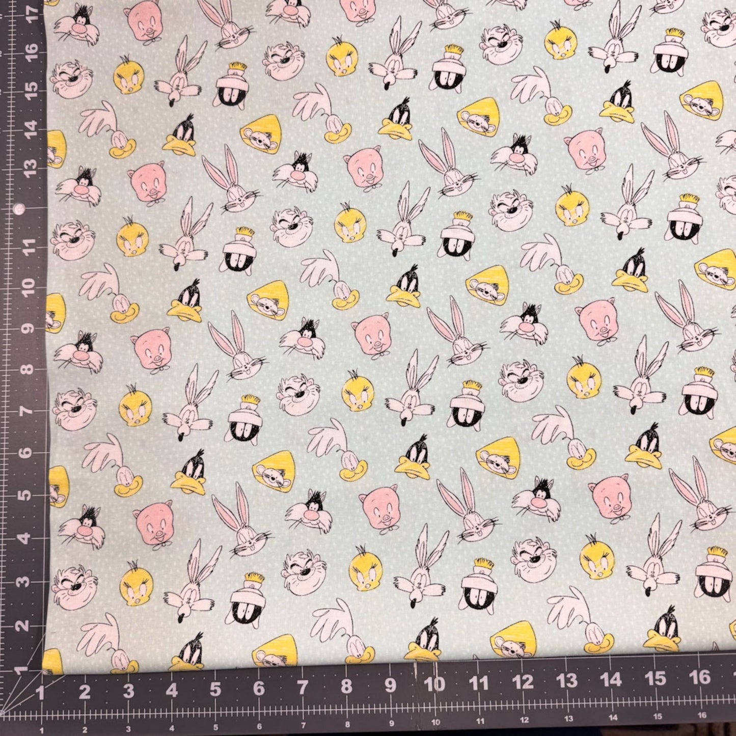 Looney Tunes Fabric 23600125 Mint Green Bugs Tweety - Mary Jo Fabrics