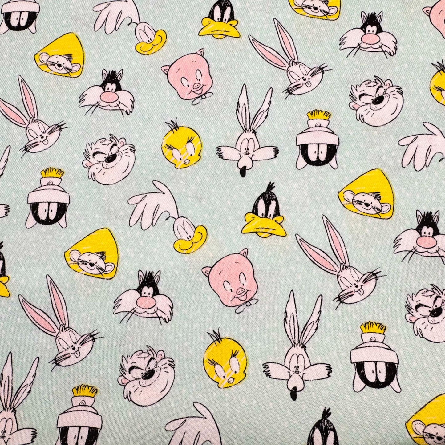 Looney Tunes Fabric 23600125 Mint Green Bugs Tweety - Mary Jo Fabrics