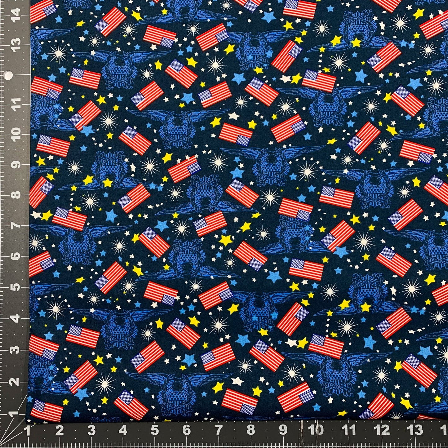 Made in the USA Fabric 49026 Mini Flags Eagle Emblems - Mary Jo Fabrics