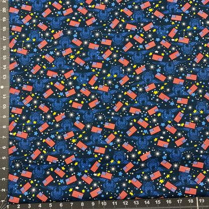 Made in the USA Fabric 49026 Mini Flags Eagle Emblems - Mary Jo Fabrics