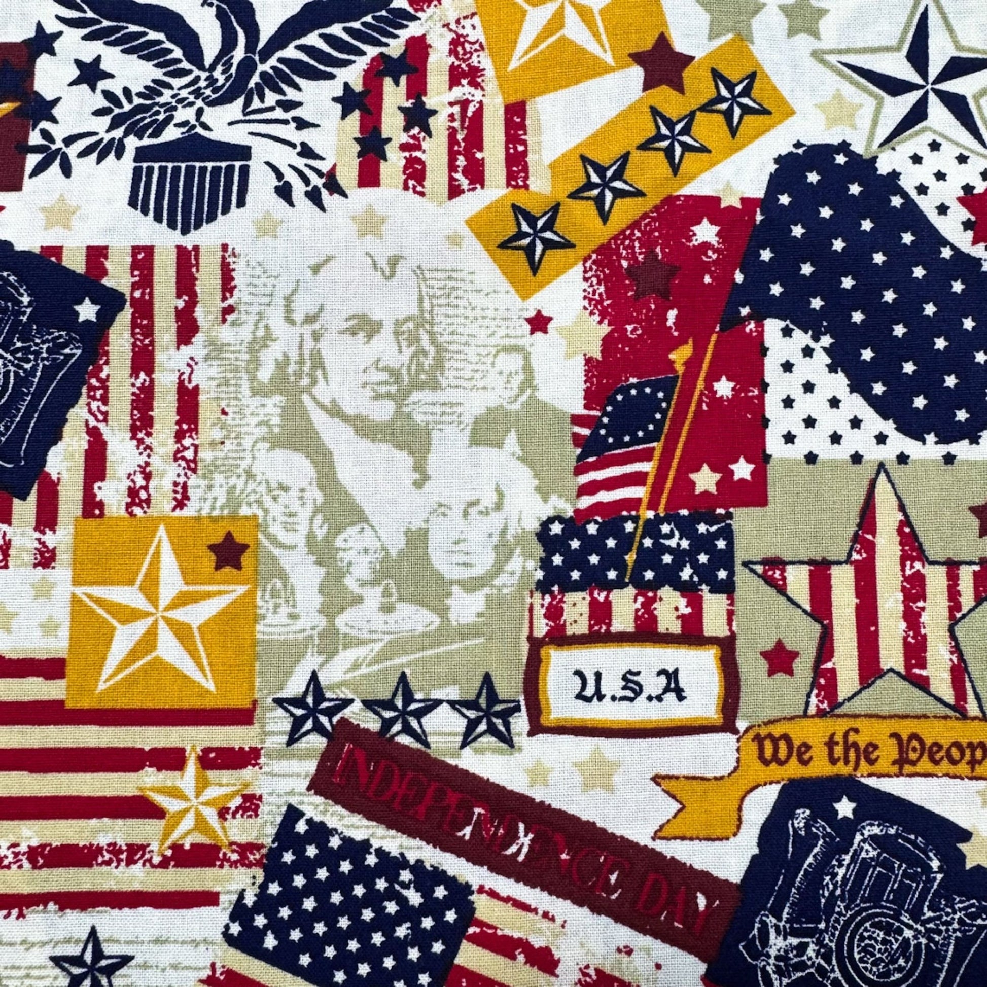 Made in USA Fabric 48484 American Flag and Eagle - Mary Jo Fabrics