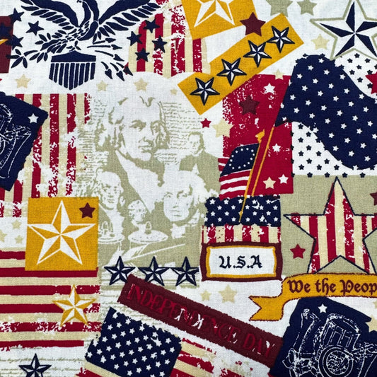 Made in USA Fabric 48484 American Flag and Eagle - Mary Jo Fabrics
