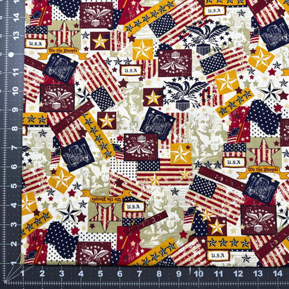 Made in USA Fabric 48484 American Flag and Eagle - Mary Jo Fabrics