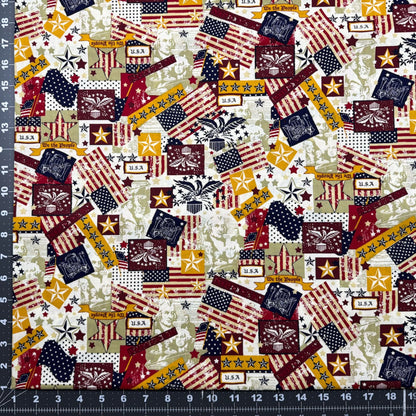 Made in USA Fabric 48484 American Flag and Eagle - Mary Jo Fabrics