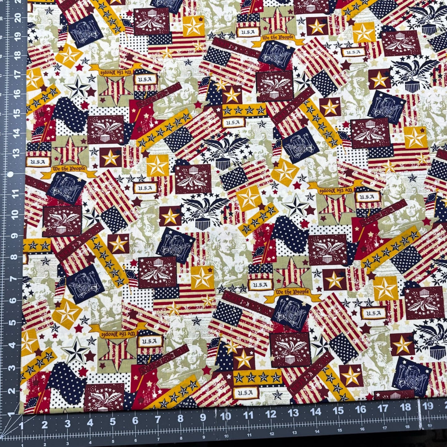 Made in USA Fabric 48484 American Flag and Eagle - Mary Jo Fabrics