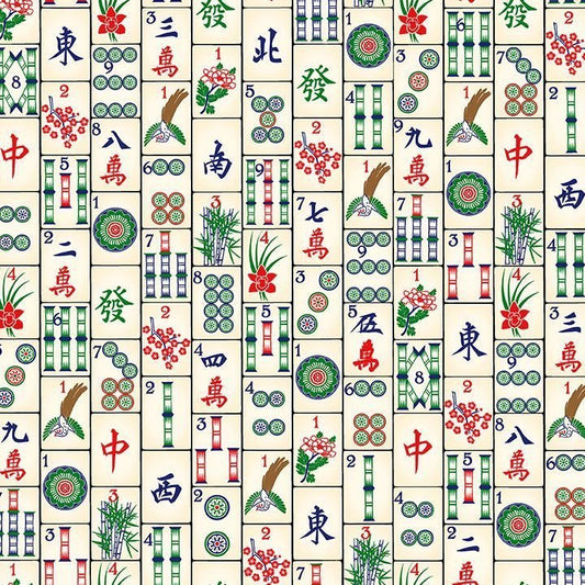 Mahjong Fabric CD4816 Game Cotton Fabric Mahjong Tiles - Mary Jo Fabrics