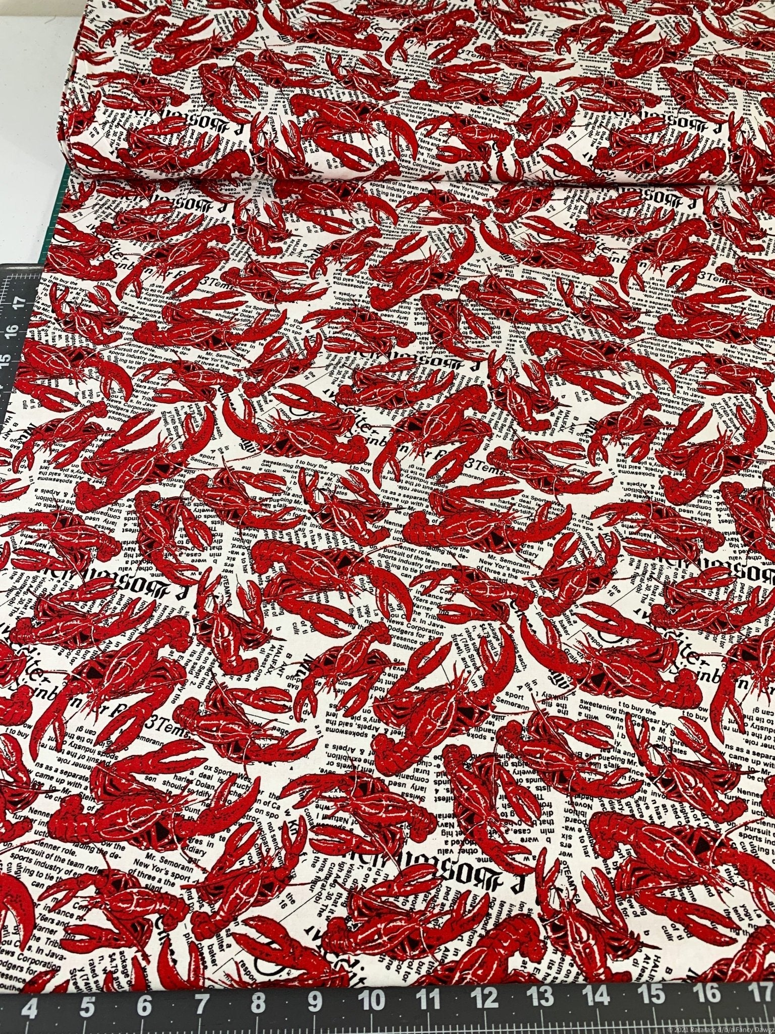 Maine Lobster fabric LC12 Red Lobsters fabric - Mary Jo Fabrics