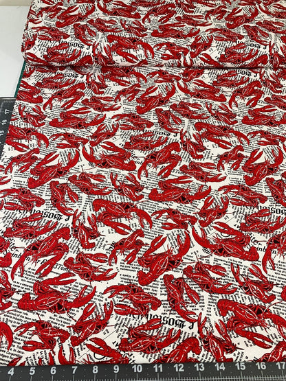 Maine Lobster fabric LC12 Red Lobsters fabric - Mary Jo Fabrics