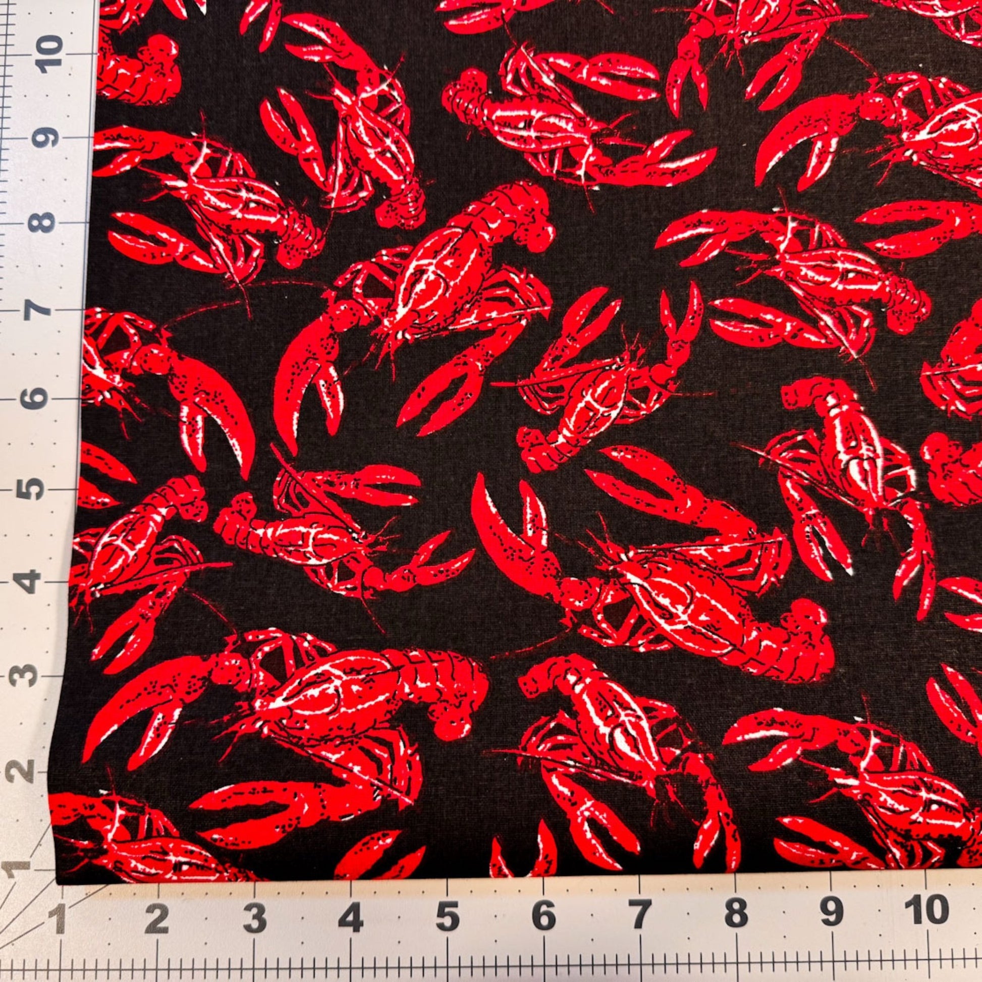 Louisiana Crawfish fabric LC15 Lobsters on Black - Mary Jo Fabrics