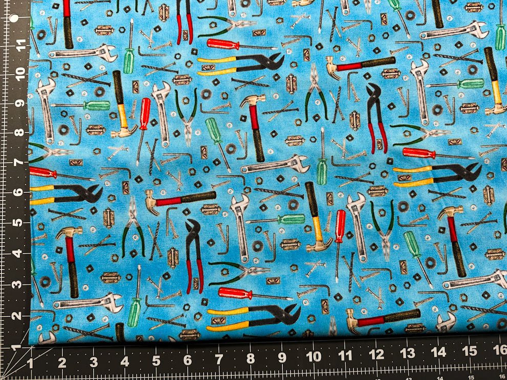 Man Cave Tool fabric 9651 Wrench and Hammer fabric - Mary Jo Fabrics