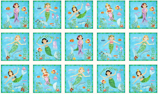 Mermaid quilt panel 17002 Mermaid fabric - Mary Jo Fabrics