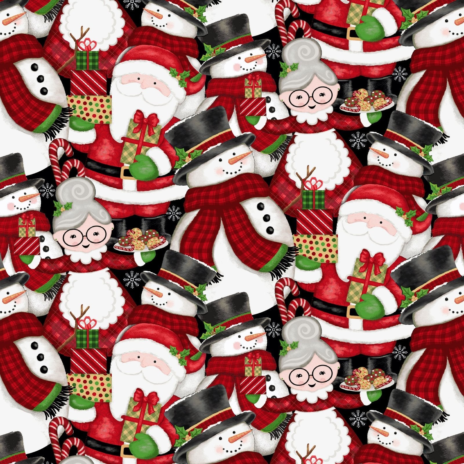 Merry Town Snowman Christmas fabric 6361 - 89 Santa - Mary Jo Fabrics