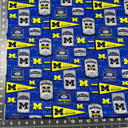 Michigan Cotton Fabric MCHG - 1267 Pennant Wolverines Fabric - Mary Jo Fabrics