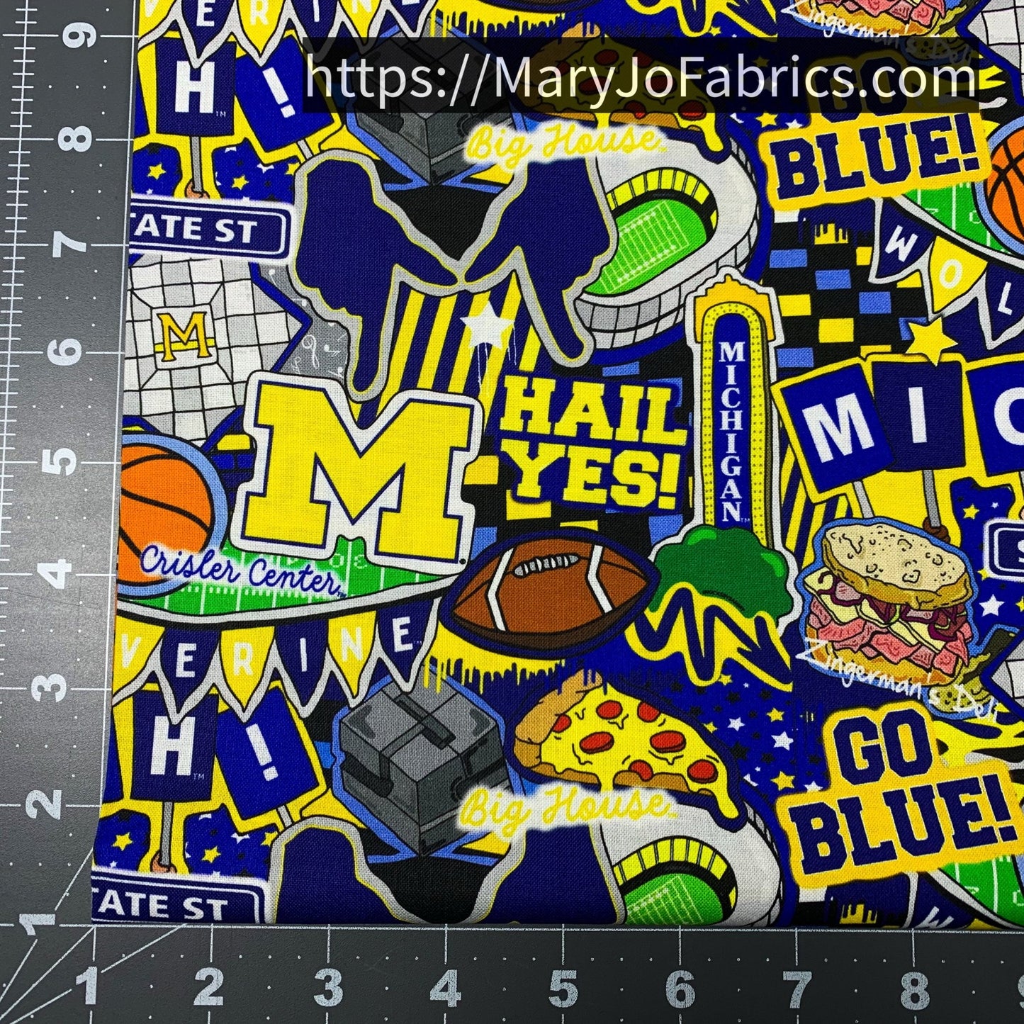 MI University of Michigan fabric MCHG2001 Wolverines Doodle - Mary Jo Fabrics