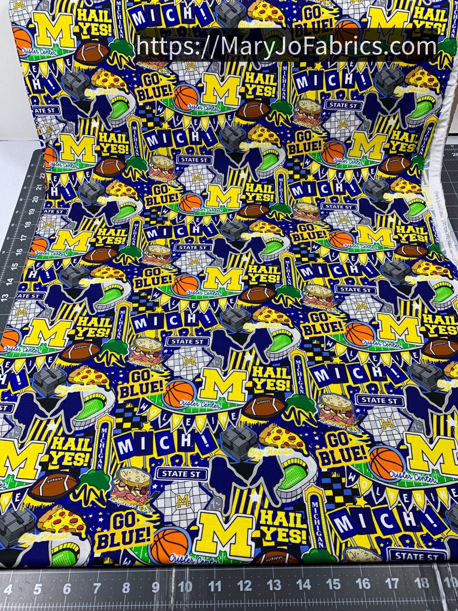 MI University of Michigan fabric MCHG2001 Wolverines Doodle - Mary Jo Fabrics