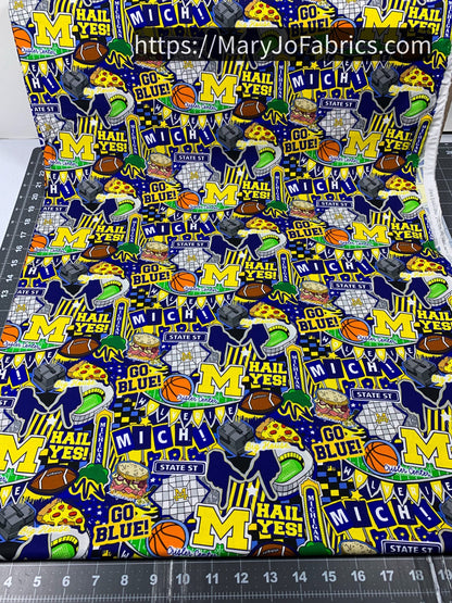 MI University of Michigan fabric MCHG2001 Wolverines Doodle - Mary Jo Fabrics