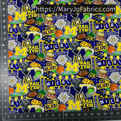 MI University of Michigan fabric MCHG2001 Wolverines Doodle - Mary Jo Fabrics