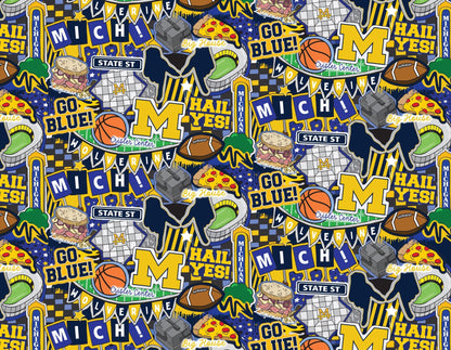 MI University of Michigan fabric MCHG2001 Wolverines Doodle - Mary Jo Fabrics