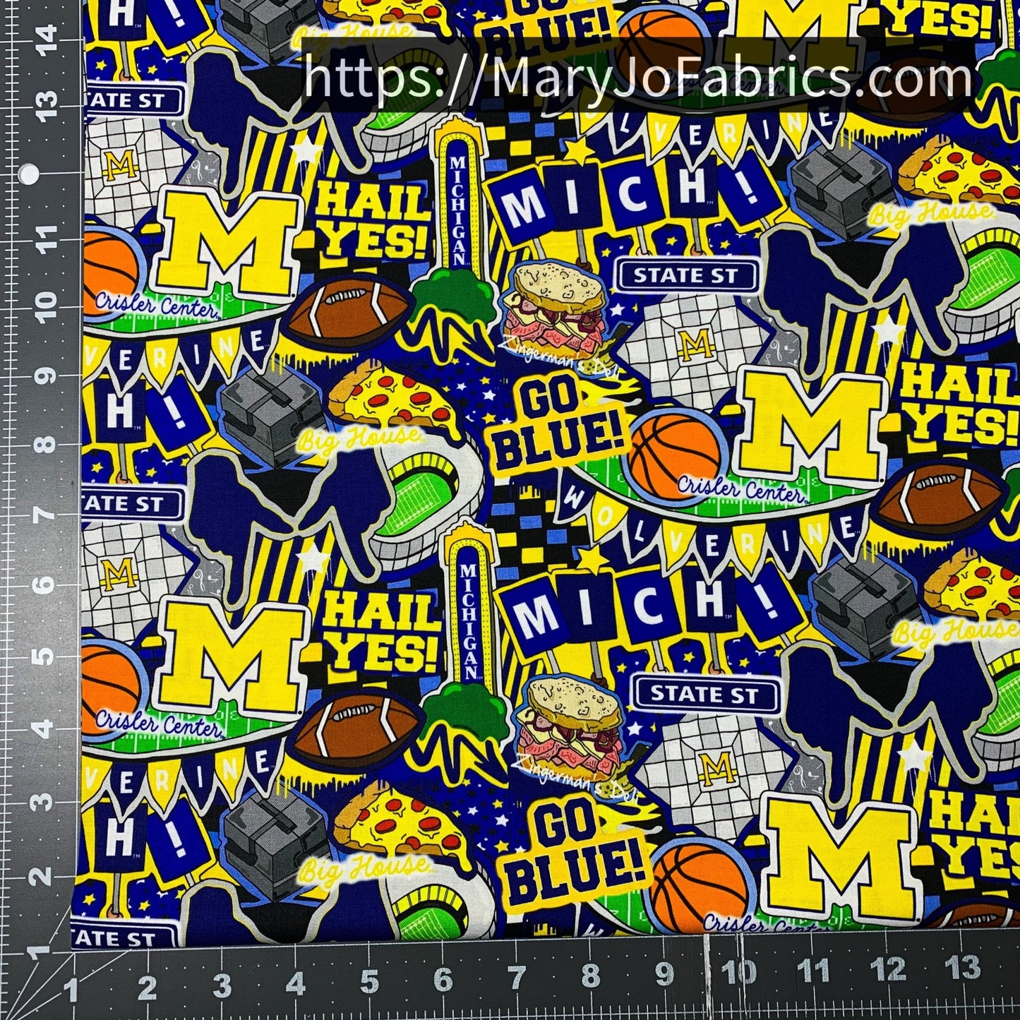 MI University of Michigan fabric MCHG2001 Wolverines Doodle - Mary Jo Fabrics