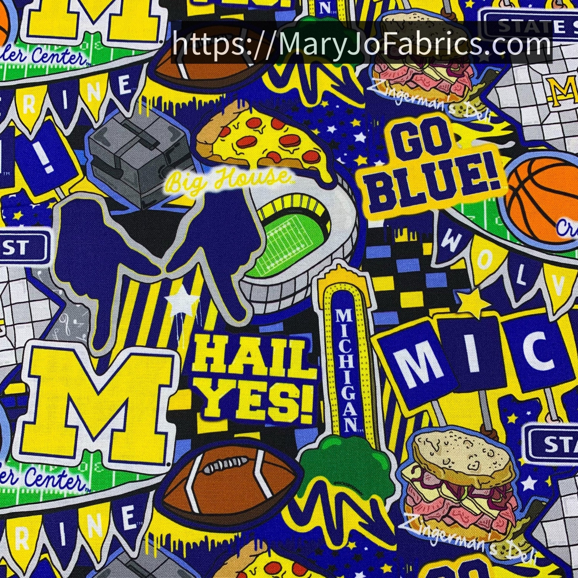 MI University of Michigan fabric MCHG2001 Wolverines Doodle - Mary Jo Fabrics