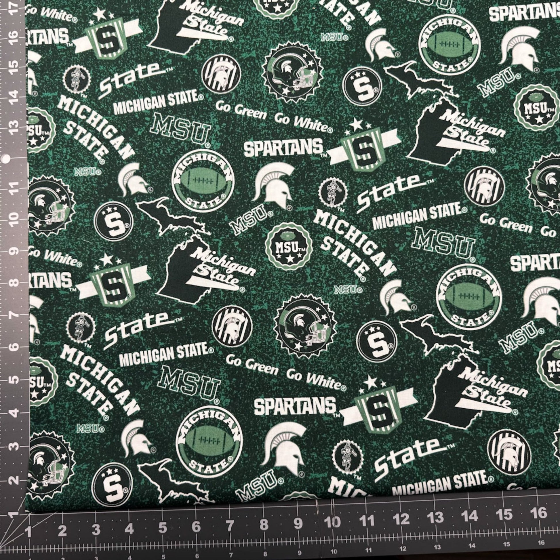 Michigan State Fabric MIST - 1208 Spartans Home State Cotton - Mary Jo Fabrics