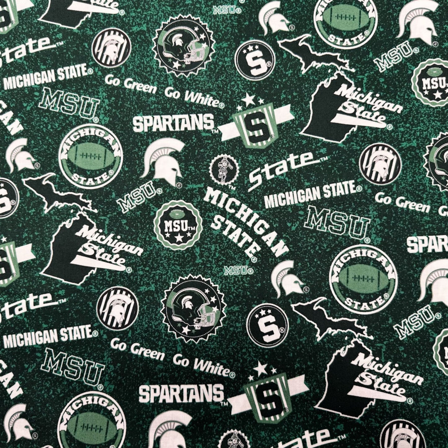 Michigan State Fabric MIST - 1208 Spartans Home State Cotton - Mary Jo Fabrics