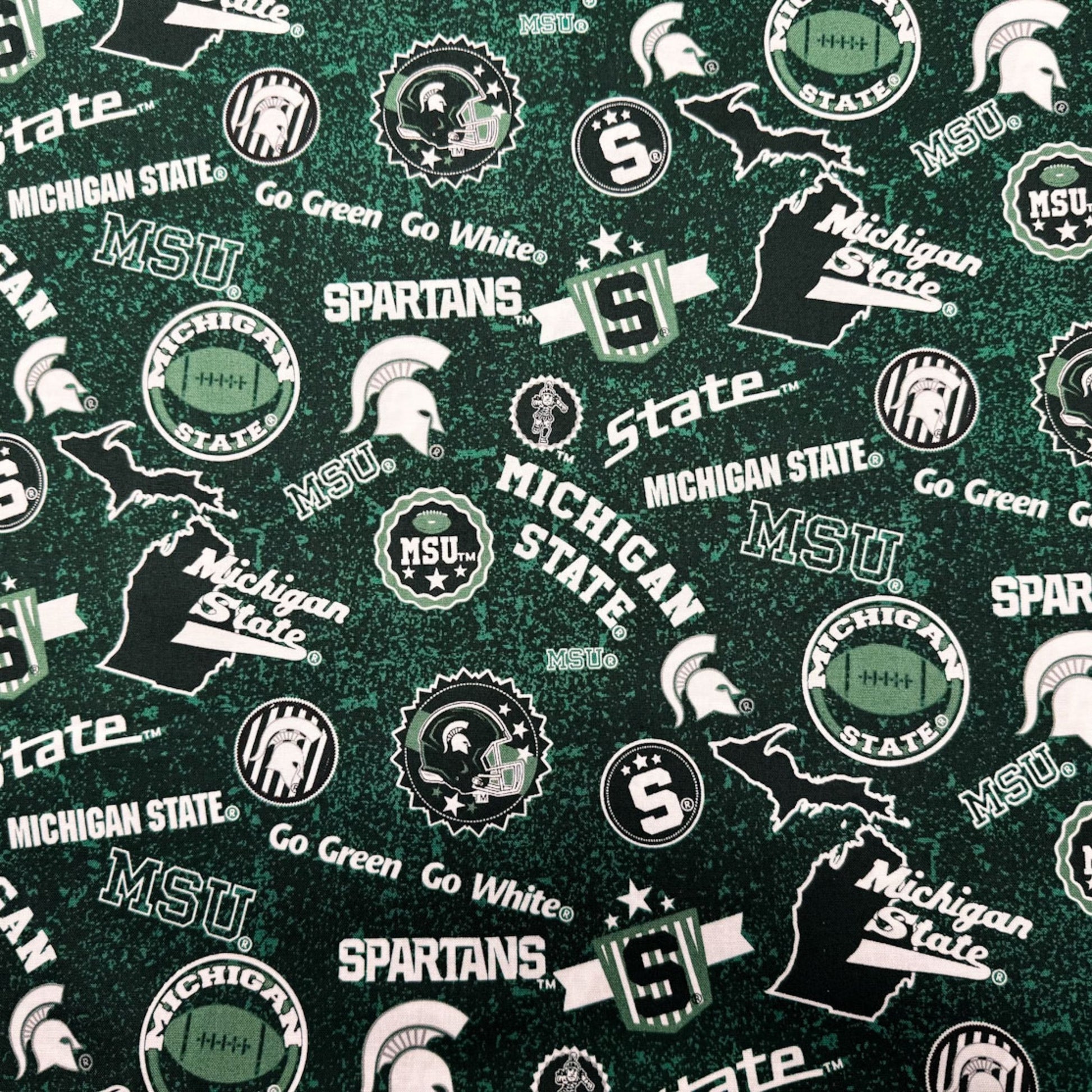 Michigan State Fabric MIST - 1208 Spartans Home State Cotton - Mary Jo Fabrics