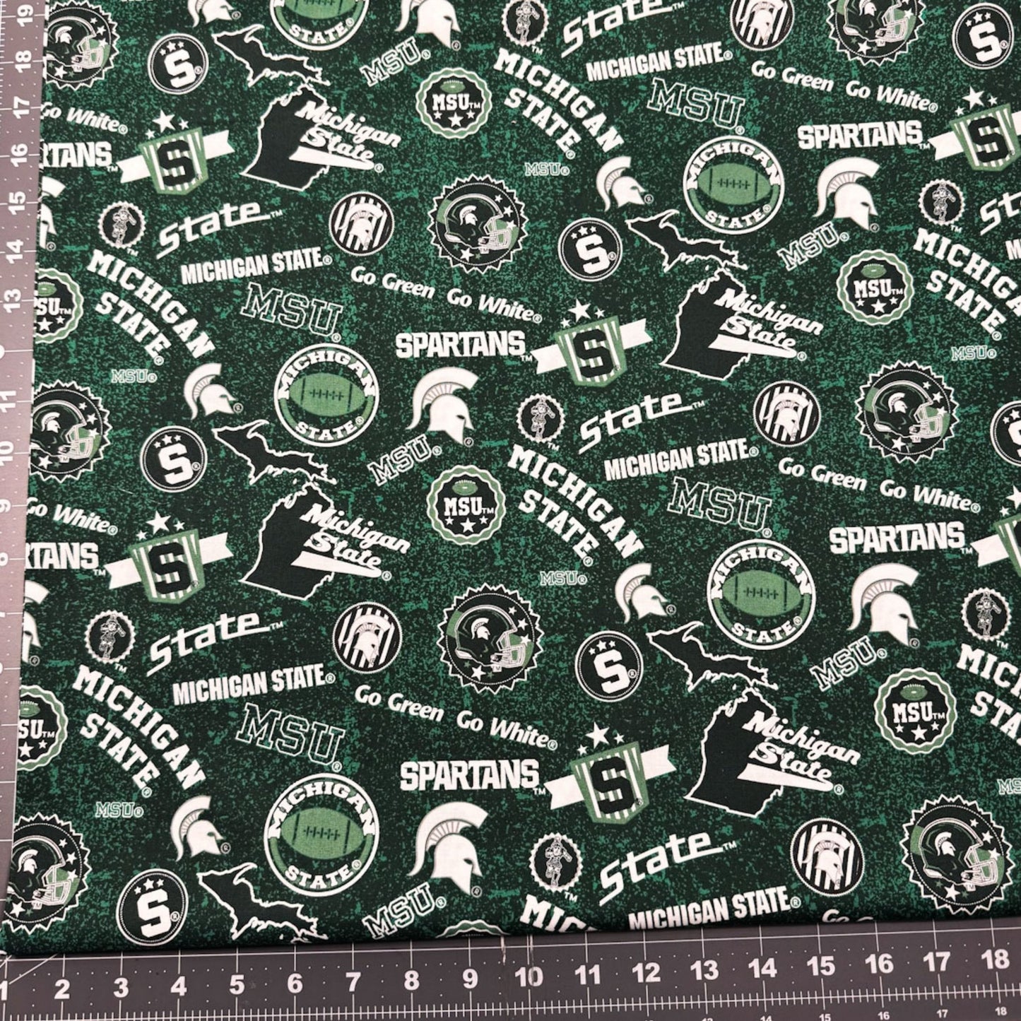 Michigan State Fabric MIST - 1208 Spartans Home State Cotton - Mary Jo Fabrics