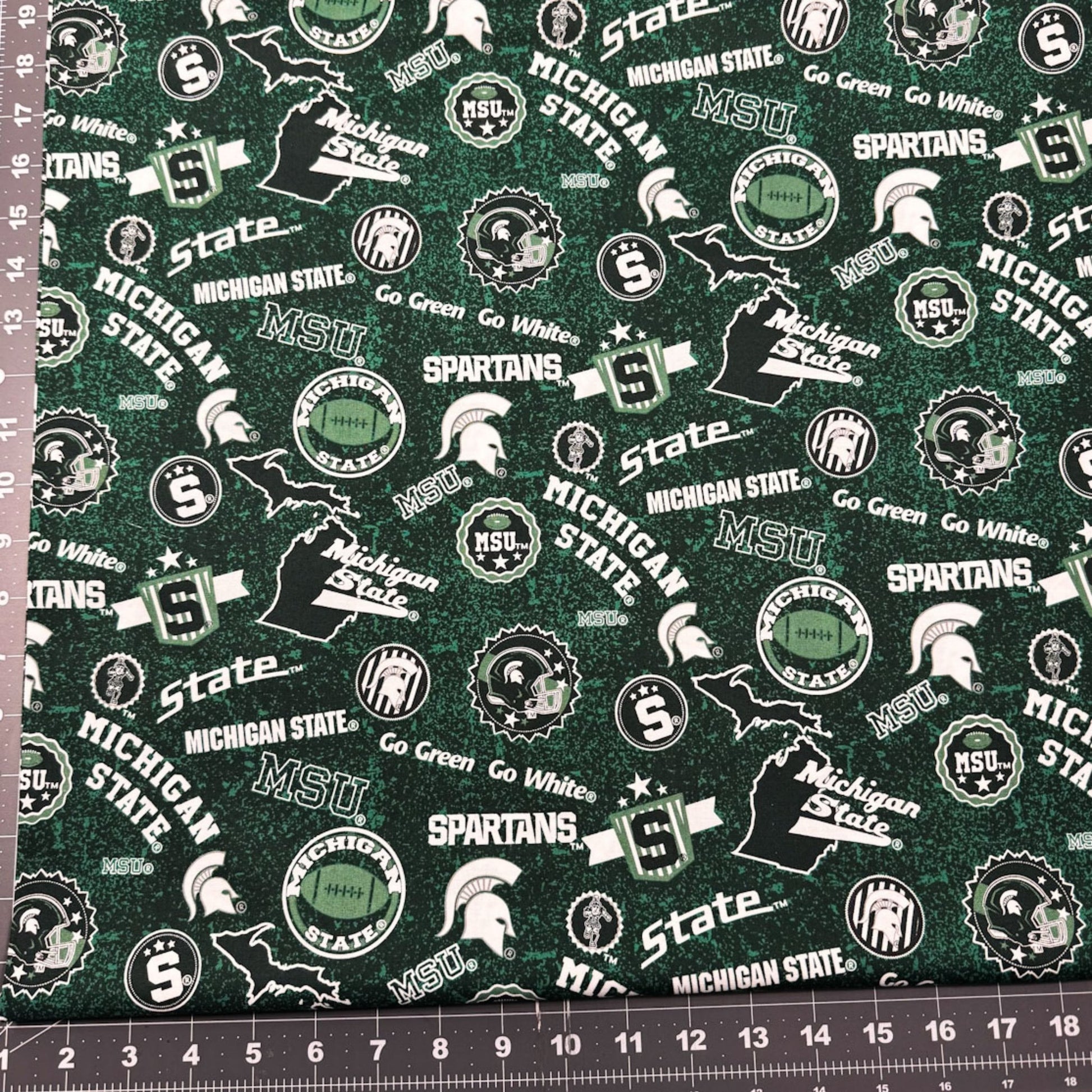 Michigan State Fabric MIST - 1208 Spartans Home State Cotton - Mary Jo Fabrics