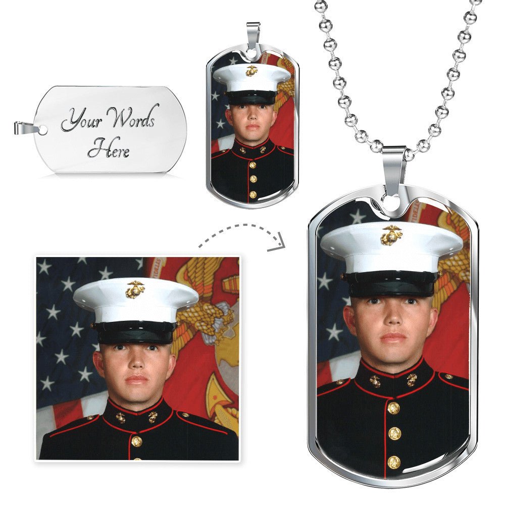 Military Memory Dog Tag with Engraving & Your Photo - Mary Jo Fabrics