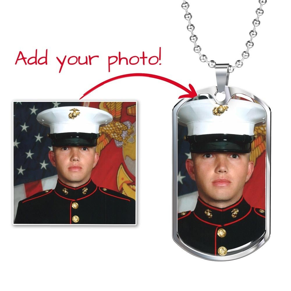 Military Memory Dog Tag with Engraving & Your Photo - Mary Jo Fabrics