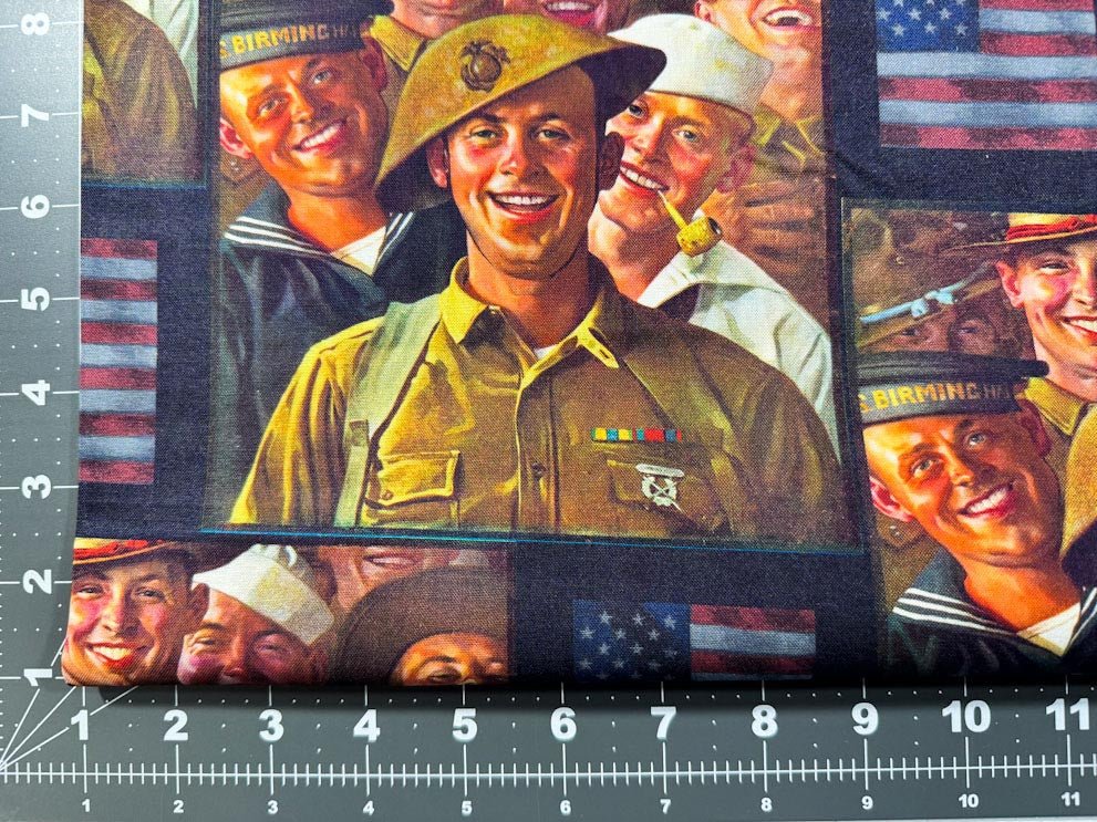 Military soldier faces USA Patriotic fabric Normal Rockwell - Mary Jo Fabrics