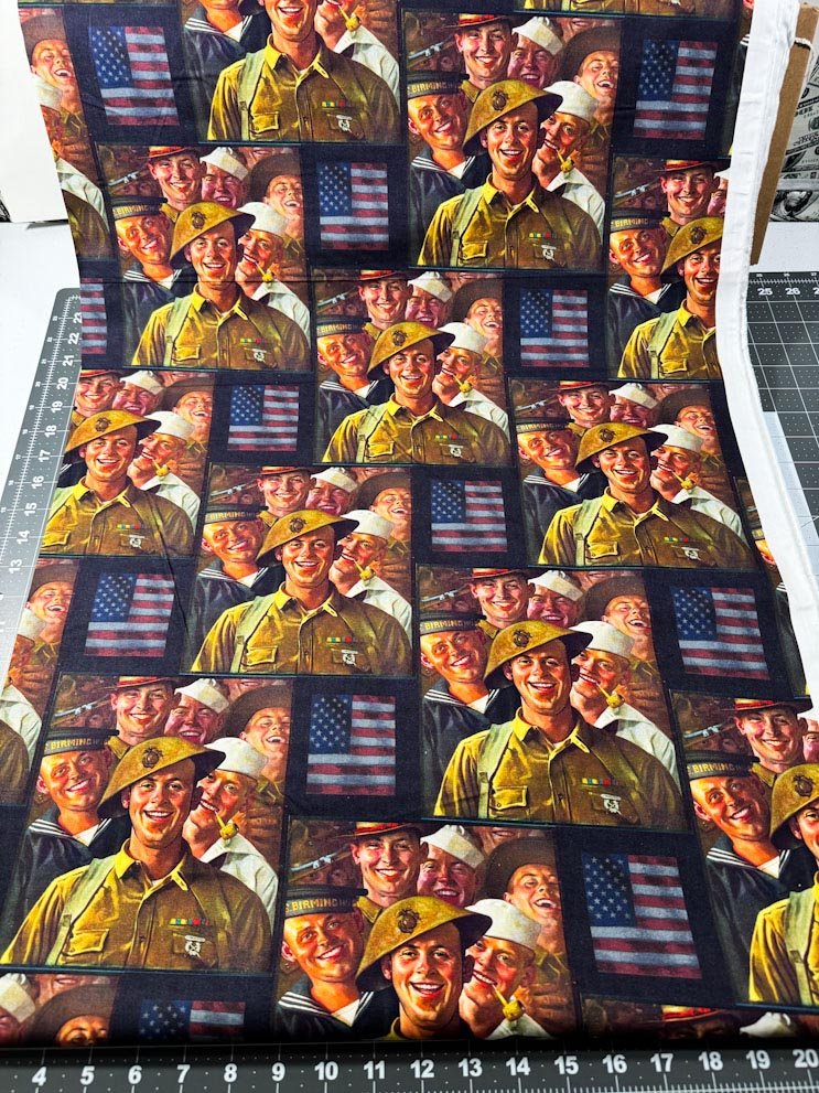 Military soldier faces USA Patriotic fabric Normal Rockwell - Mary Jo Fabrics