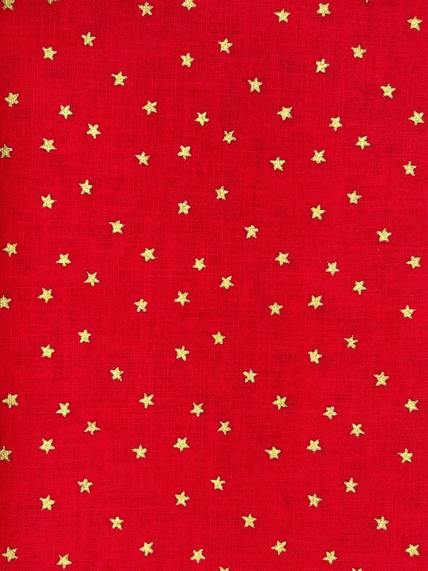 Mini Gold Stars on Bright Red cotton fabric - Mary Jo Fabrics