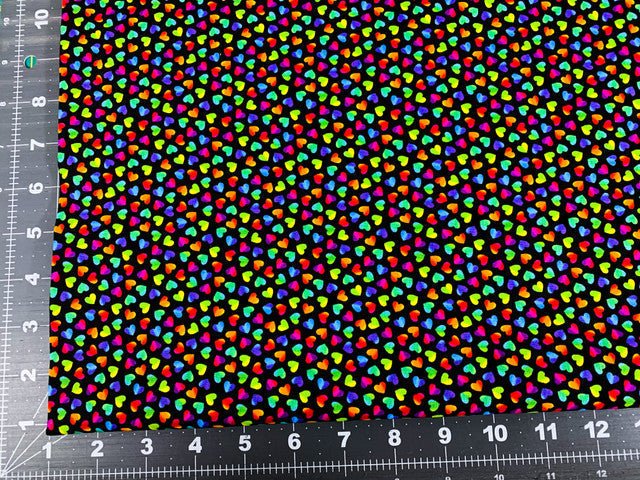 Mini Rainbow hearts fabric C8496 Black - Mary Jo Fabrics