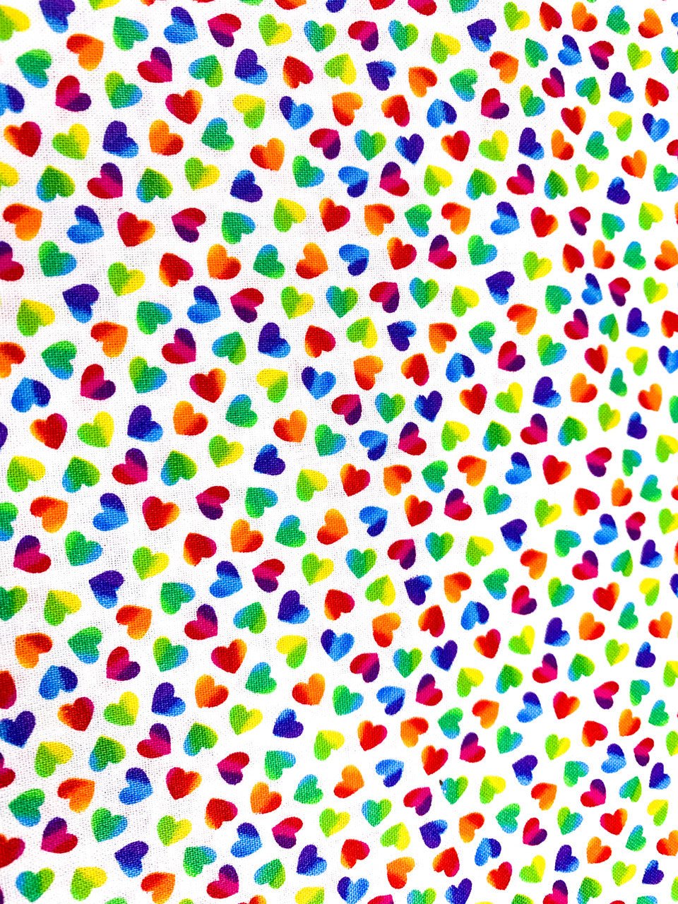 Mini Rainbow hearts fabric C8496 White - Mary Jo Fabrics