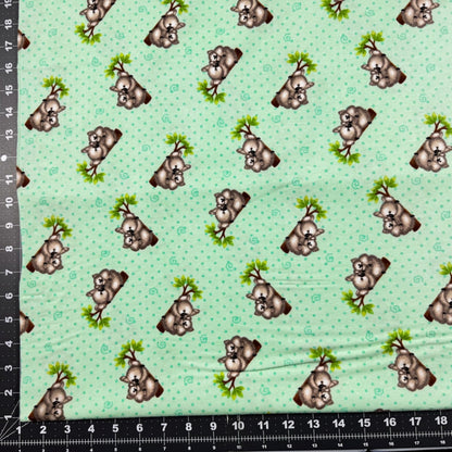 Mint Green Koala Bears FLANNEL N1056 Bear cotton FLANNEL - Mary Jo Fabrics