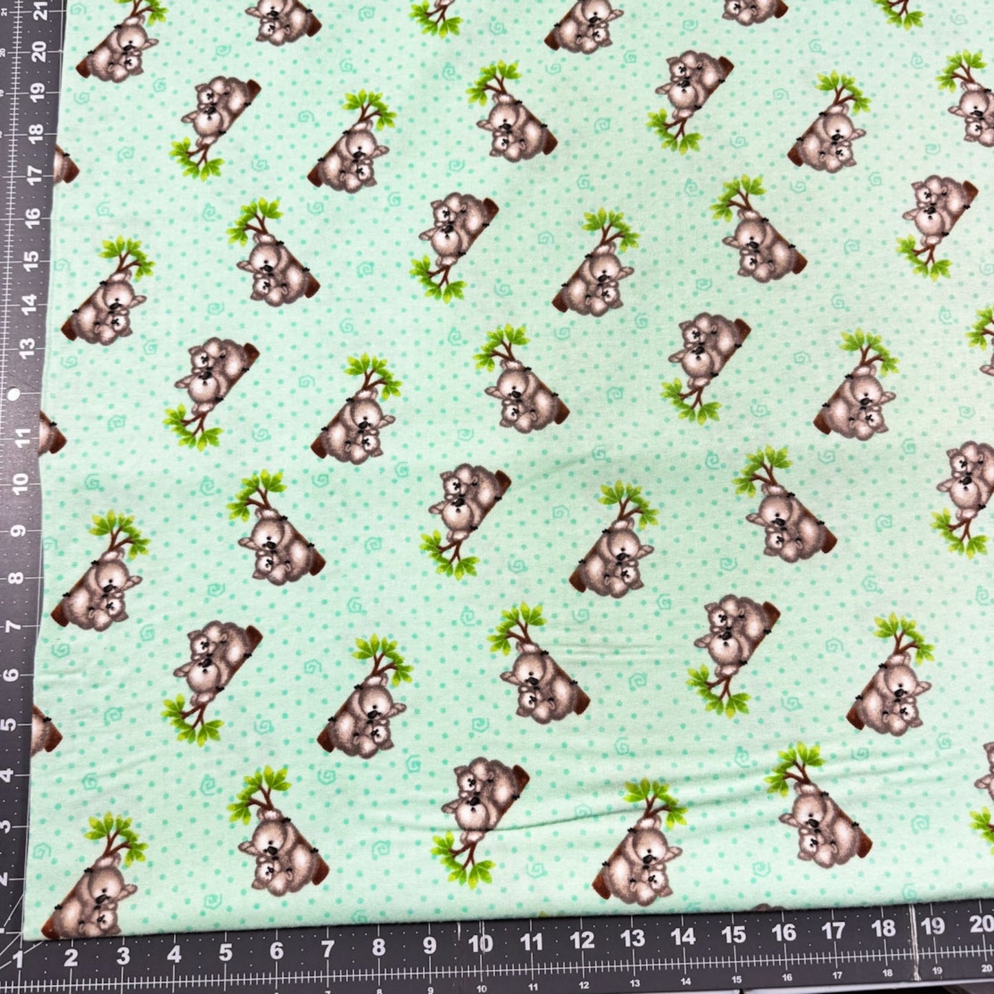 Mint Green Koala Bears FLANNEL N1056 Bear cotton FLANNEL - Mary Jo Fabrics