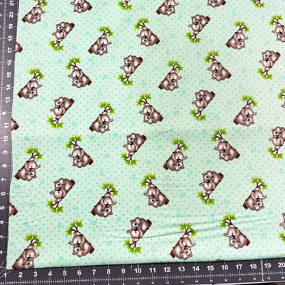 Mint Green Koala Bears FLANNEL N1056 Bear cotton FLANNEL - Mary Jo Fabrics