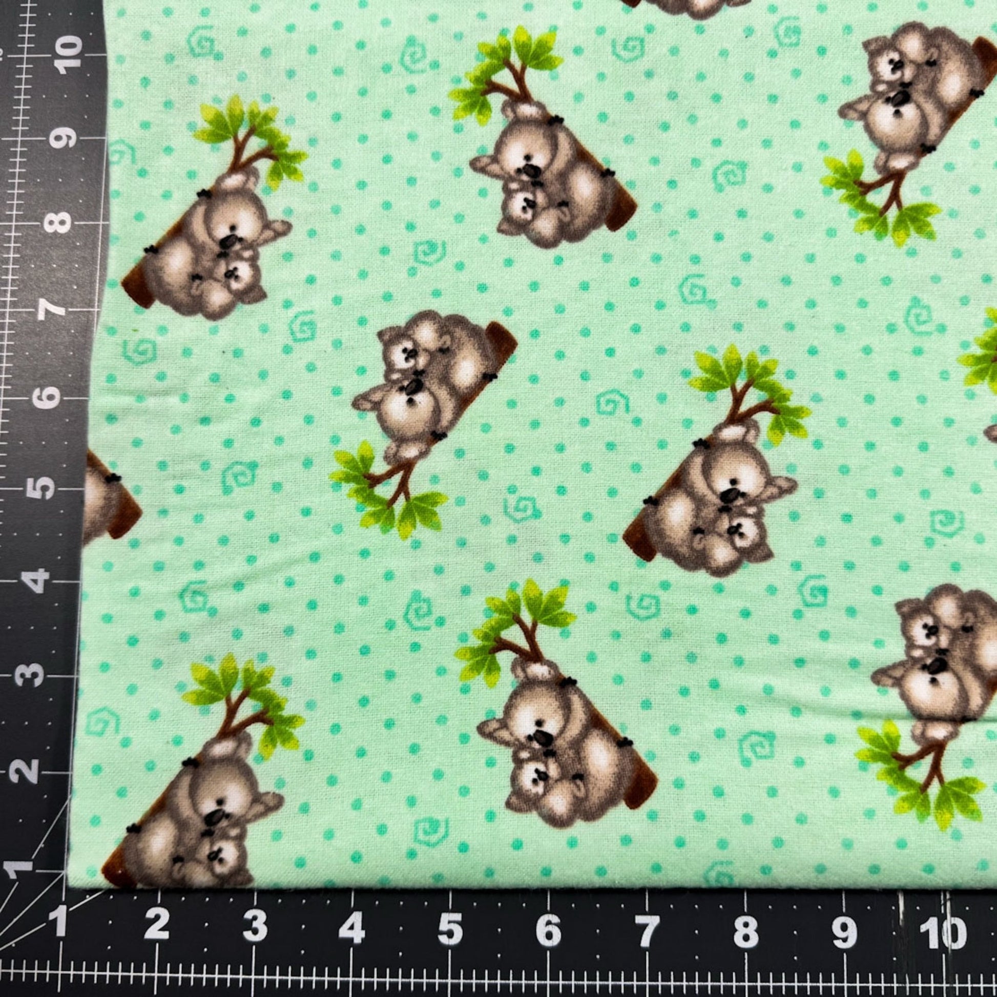 Mint Green Koala Bears FLANNEL N1056 Bear cotton FLANNEL - Mary Jo Fabrics