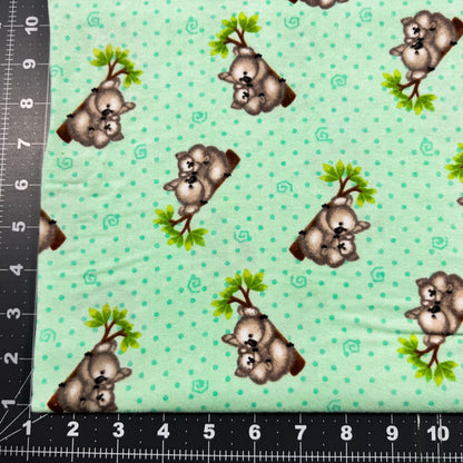 Mint Green Koala Bears FLANNEL N1056 Bear cotton FLANNEL - Mary Jo Fabrics