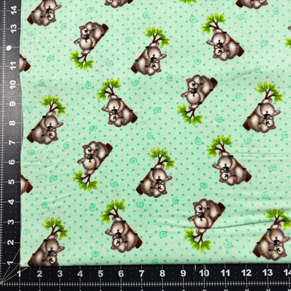 Mint Green Koala Bears FLANNEL N1056 Bear cotton FLANNEL - Mary Jo Fabrics