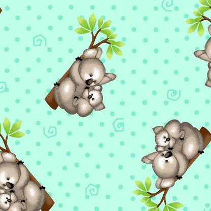 Mint Green Koala Bears FLANNEL N1056 Bear cotton FLANNEL - Mary Jo Fabrics