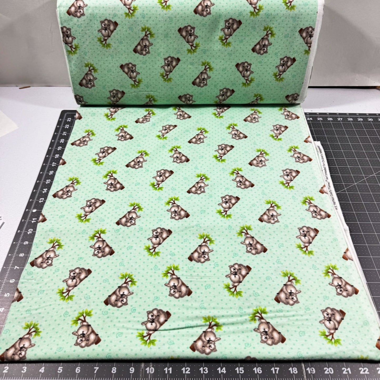 Mint Green Koala Bears FLANNEL N1056 Bear cotton FLANNEL - Mary Jo Fabrics
