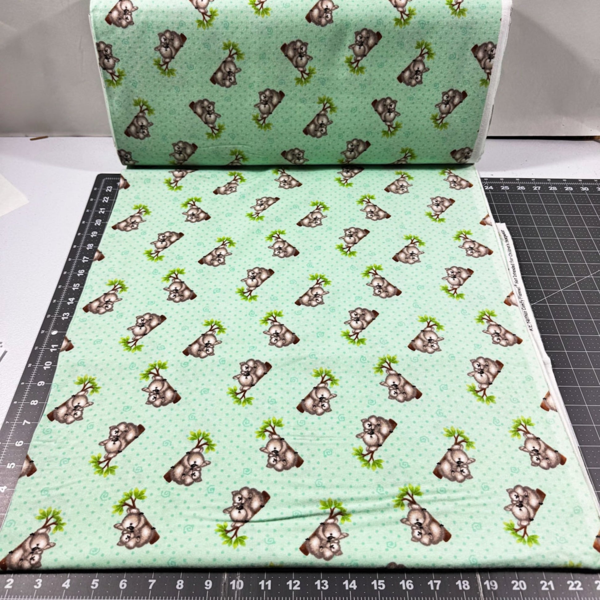 Mint Green Koala Bears FLANNEL N1056 Bear cotton FLANNEL - Mary Jo Fabrics
