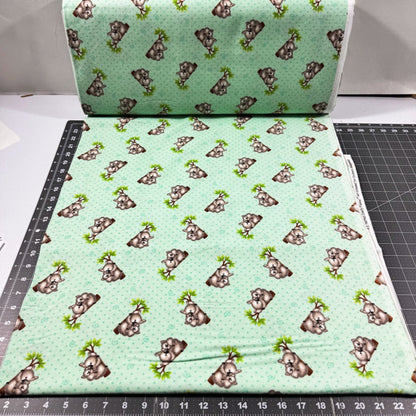 Mint Green Koala Bears FLANNEL N1056 Bear cotton FLANNEL - Mary Jo Fabrics