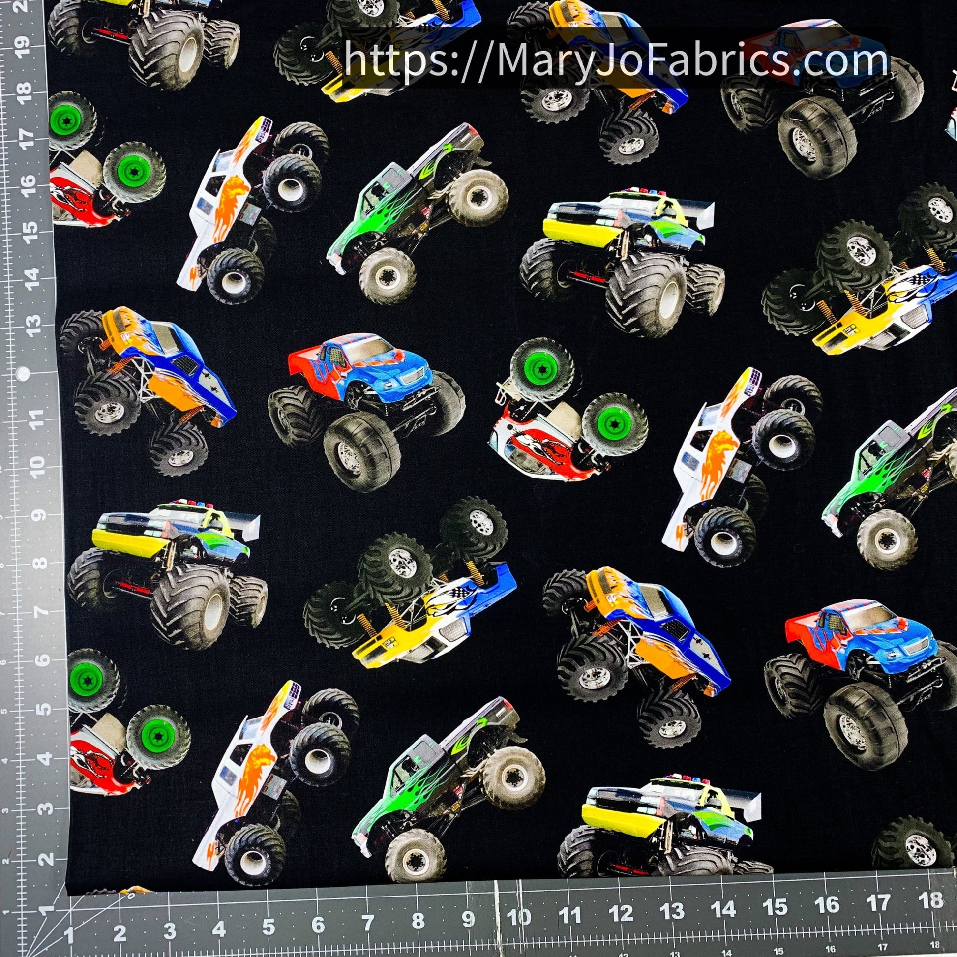 Monster Truck Fabric 396 In Motion Trucks - Mary Jo Fabrics