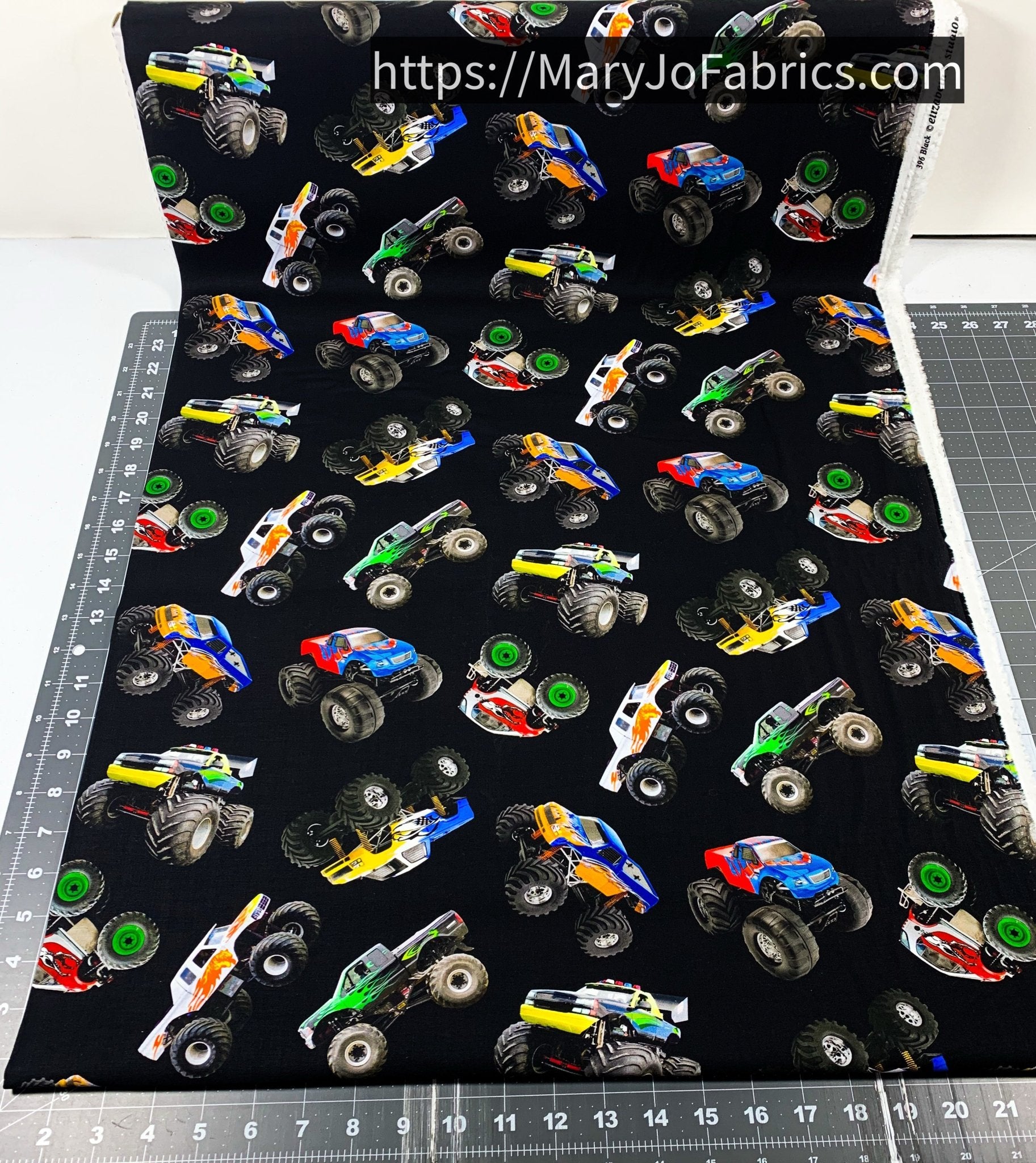 Monster Truck Fabric 396 In Motion Trucks - Mary Jo Fabrics