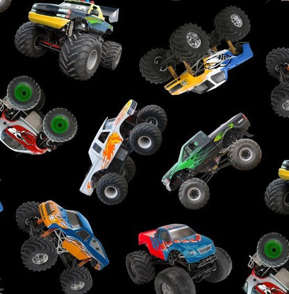 Monster Truck Fabric 396 In Motion Trucks - Mary Jo Fabrics