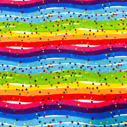 Multi Dots Rainbow FLANNEL 0685 - 11 Rainbow Stripes - Mary Jo Fabrics